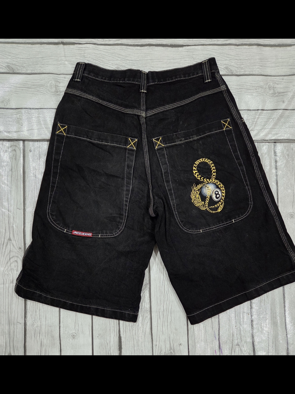 Men’s Y2K Jnco Jeans Denim Shorts/Jorts 8 Ball Snake Sz 32